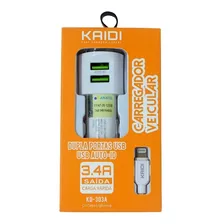 Carregador Veicular Kaidi + Cabo Usb C