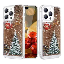 Funda De Navidad Con Purpurina Para iPhone 13 Pro Max, Lindo