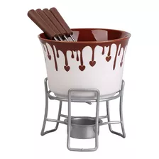 Conjunto Para Fondue 6 Peças Cerâmica E Inox Brinox Cor Marrom