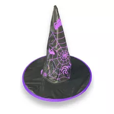 Chapéu De Bruxa Tradicional Teia De Aranha Halloween Cor Roxo