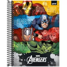 Caderno Avengers 10materias 160f Capa Dura Hulk Thor Capitão