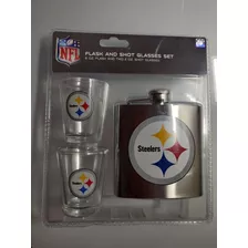 Set Tequilero Y Licorera Acero Inoxidable Steelers Nfl