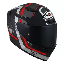 Capacete Suomy Track-1 Ninety Seven Matt Gun Vermelho Preto