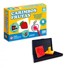 Jogo Carimbos Frutas 8 Peças + Giz De Cera P/ Colorir - Nig