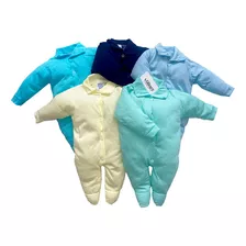 Kit 5 Macacão Pijama Bebê Malha 100% Algodão Liso