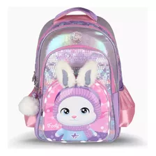 Mochila Espalda 18 Pulgadas Footy Bunny Con Luz Led Lila Diseño De La Tela Bunny Lila