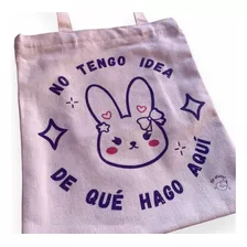 Totebag Ilustrada De Conejito Kawaii