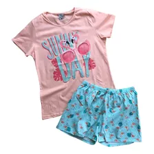 Pijama Infantil Meninas Feminino Blusa E Short Malwee Kids