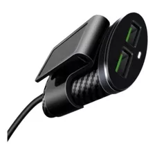 Cargador Auto 4 Puertos Usb Carga Rápida Alargue De 120cm Color Negro