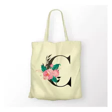 Bolsa / Morral De Tela Tote Bag -letra Floral Personalizada