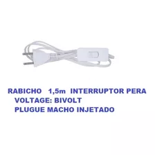 10 Rabichos 1,50m Branco Abajur Int Pera Botão 110/220v