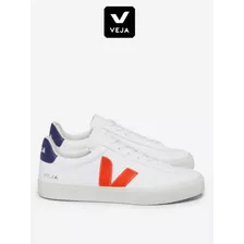 Zapatillas Veja Campo Chromefree Leather White Orangefluo