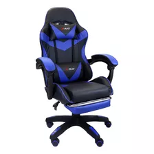 Cadeira Gamer Profissional Reclinável Apoio De Pés Azul 