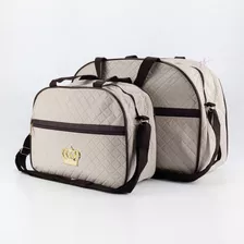 Kit 2 Bolsa Bebe Mala Maternidade Menina Menino Cor Creme