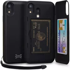 Funda Para iPhone XR, Tarjetero/negro/correa/rigida