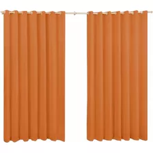 Cortina Roma Com Ilhós 2 00 X 1 70 Para Sala Ou Quarto Cor Laranja