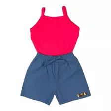 Roupa Básica Infantil Regatinha Feminina E Short Look Básico