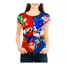 Camiseta Babylook Feminina Mario E Sonic - Mn01