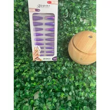 Unha Postiças 24 Unhas Pintadas Decoradas Autocolante Nail ! Cor Roxo