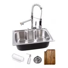 Kit Cuba Cozinha Gourmet Inox + Torneira Monocomando + Tábua