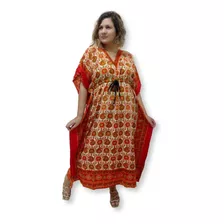 Vestido Kaftan Indiano Longo Estampado Plus Size 218