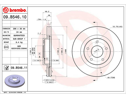 Par Discos Brembo Nissan Altima Hybrid 2007-2011 Delantero Foto 2