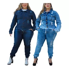 Kit 2 Calças Jeans Plus Size Jogger Feminina Lycra Elástico