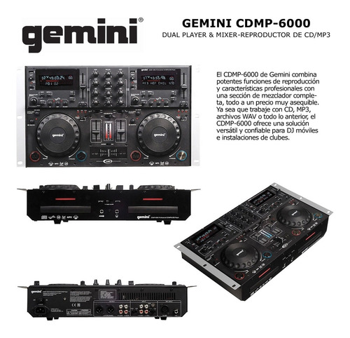 Gemini Cdmp-6000 Dual Player & Mixer-reproductor De Cd/mp3