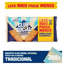 Biscoito Salgado Integral Tradicional Club Social Com 12 Unidades 288g