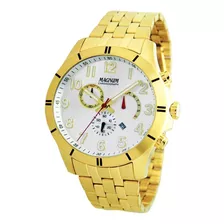 Relógio Masculino Magnum Cronógrafo Ma35253h - Dourado Cor Do Fundo Branco