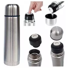 Garrafa Squeeze Termica Com Tampa Aço Inox Inquebravel Cor Alumínio