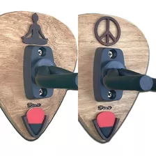 Dos Soporte De Guitarra Con Símbolos Yoga Y Paz
