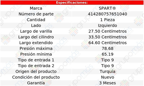 1 Amortiguador Cofre Izq Spart C200 Mercedes-benz 10/14 Foto 2