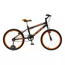 Bicicleta Aro 20 Infantil Krs Menino Passeio Com Rodinhas Cor Preto Com Laranja Tamanho Do Quadro M