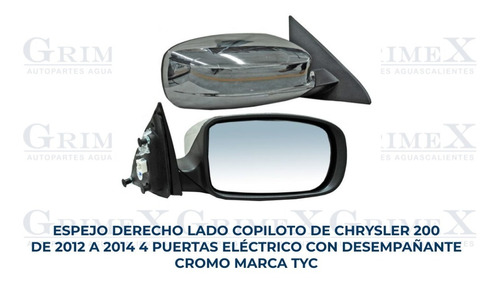 Espejo Chrysler 200 2012-13-2014 4p Elec C/desemp Cromo Ore Foto 10