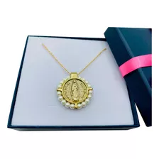 Medalla Virgen De Guadalupe Con Perlitas 4 Baños De Oro 18k