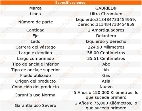 2- Amortiguadores Delanteros F-450 Super Duty 99/04 Gabriel Foto 2