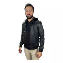 Jaqueta De Couro Masculina De Couro Invertido Preto