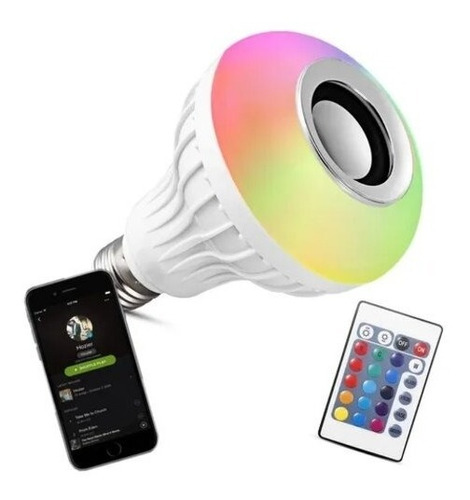 Lampara Led Rgb 220v Parlante Bluetooth Colores Control E27