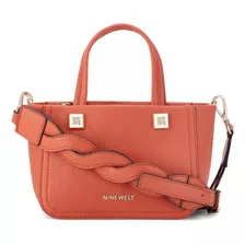 Bolsa Satchel Nine West Ngv132776 Mujer Acabado De Los Herrajes Niquel Color Naranja Color De La Correa De Hombro Naranja Claro Diseño De La Tela Liso