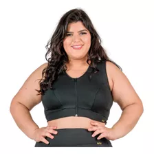 Top Feminino Fitness Ziper Alta Sustentação Do P Ao Plussize