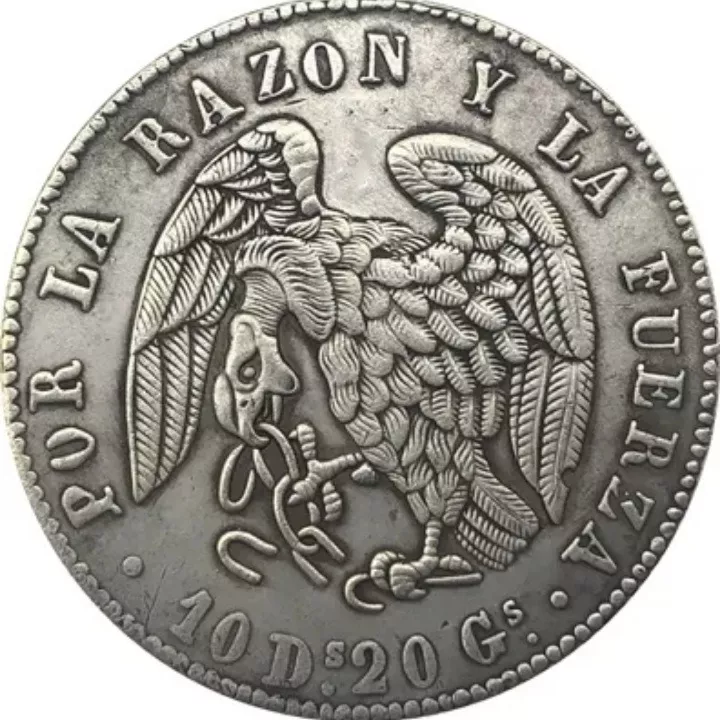 Moneda 2 Reales 1843 Chile, Reproducción Colección