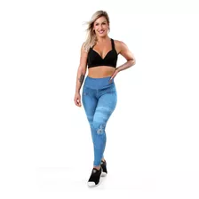 Kit 2 Calças Legging Fake Imita Jeans Fitness 8724