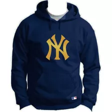 Sudadera Yankees Logo Mlb Beisbol Marino/dorado