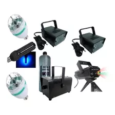 Kit Iluminação Festa Jogo De Luz Strobo Luz Negra Mini Laser