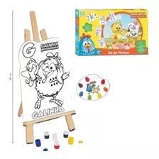 Kit Quadro Pintura Galinha Pintadinha C/ Cavalete E Tintas