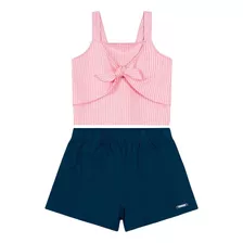 Conjunto Infantil Menina Texturizado Mundi Rosa