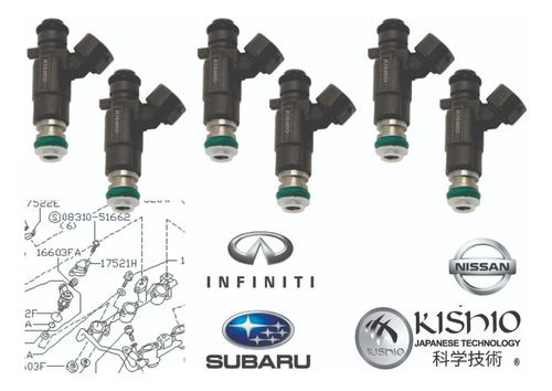 6 Inyectores De Gasolina Para Nissan Maxima 3.0l V6 00-01 Foto 2