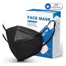Pacote De 200 Máscaras Descartáveis Kn95 Pff2 Preta Com Clip