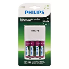 Kit 4 Pilhas Aa Mah Recarregáveis Philips C/ Carregador 2450